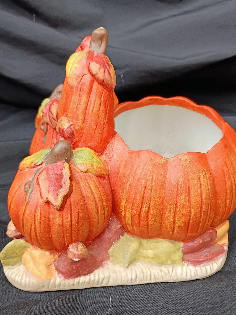 Vtg New Holland Floral 1995 Pumpkin Ceramic Fall Seasonal Planter